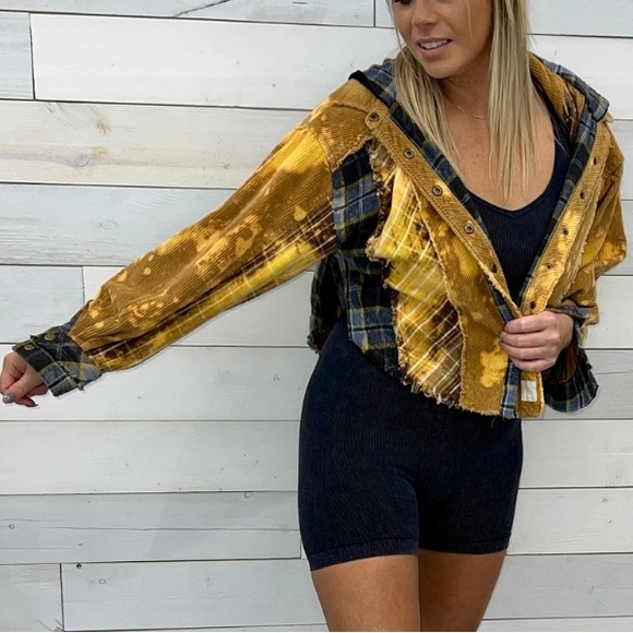 Plaid Yellow Bomber Jacket - Picture 7 of 8